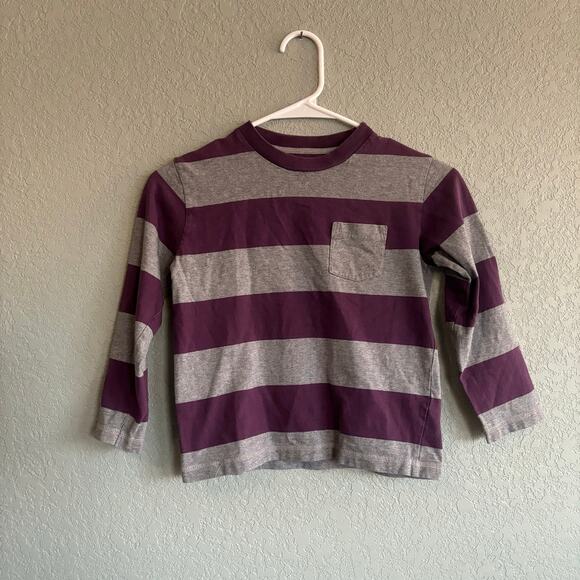 Mini Boden 5-6y boys Long Sleeve Top Shirt Striped Purple Gray - Picture 1 of 6